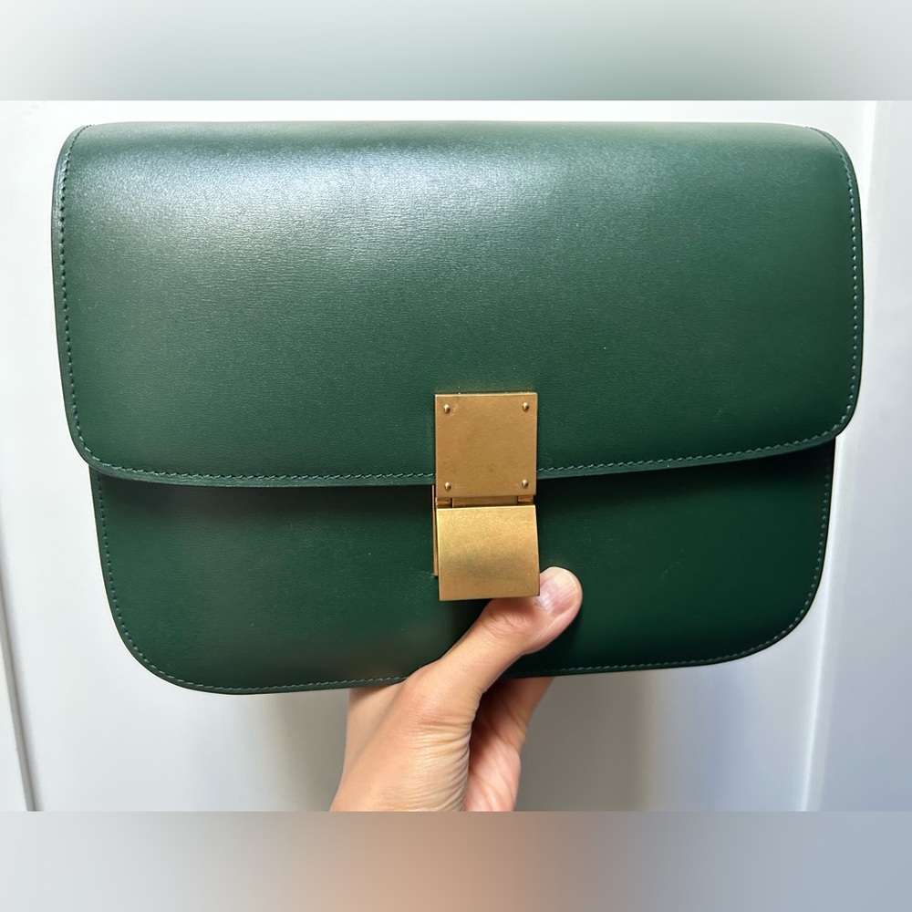Brand new green leather bag